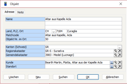 Software RestauroBase Objekte