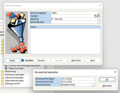 Software Salärabrechnung Ferienassistent