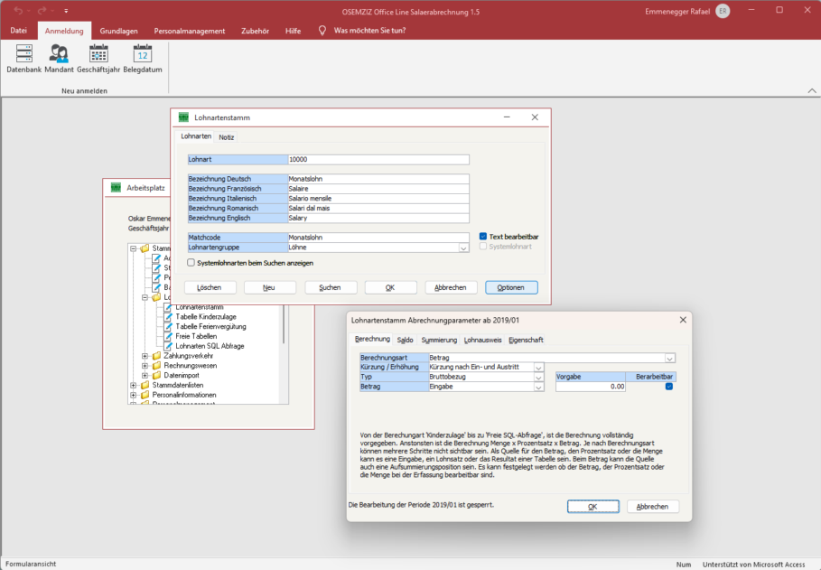 Software Salärabrechnung Lohnartenstamm