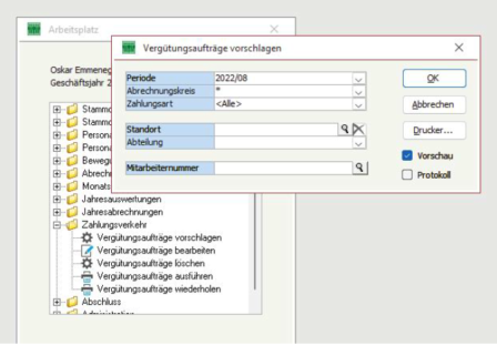 Software Salärabrechnung Vergütungsaufträge