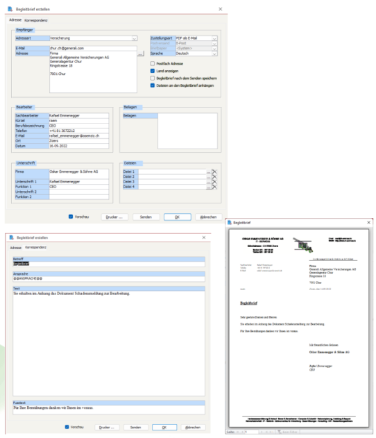 Software Versicherungsverwaltung Korrespondenz