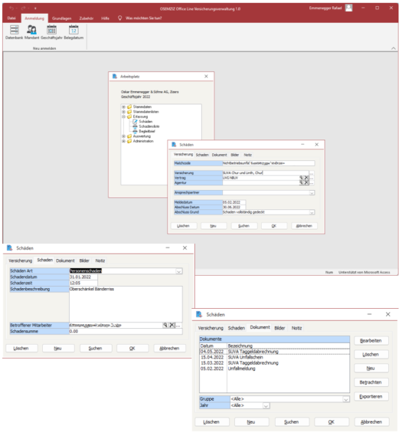 Software Versicherungsverwaltung Schäden