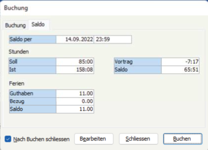 Software Zeiterfassung Saldo